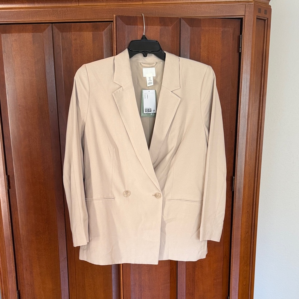H&M Beige Double-Breasted Blazer